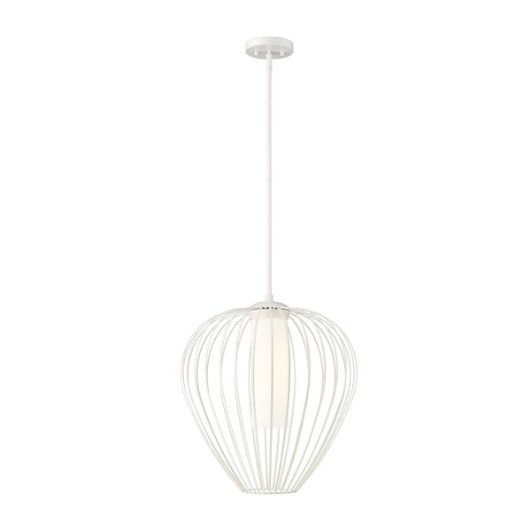 Z-Lite Savanti Pendant, 1-Light, 18 In.W x 19.5 In.H, Textured White/White Opal 7507-18TW - main